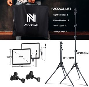 NiceVeedi LED Studio Lights 2-Pack – Adjustable Photography Lighting