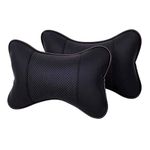 Lurowo 2 Pieces Car Headrest Pillow Neck, PU Leather Neck Support Car Seat Pillow with Removable Cover, Breathable Memory Foam Cushion for Driving Traveling (black)