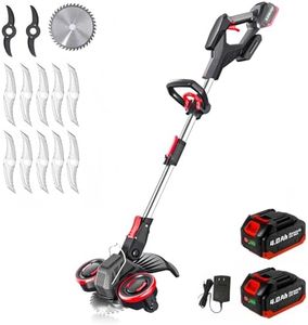 Korunria Blade Weed Wacker with Wheels, Electric Weed Wacker Cordless, 3-in-1 Brush Cutter & Edger & Mini-Mower with 4.0Ah Battery and Charger, 30+Mins & Brushless Motor, K&GO Force (Two Batteries)