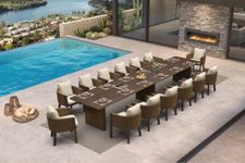 PURPLE LEAF Patio Dining Set 15 PC Aluminum with Olifen Wicker Chair Bronze