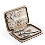 MR.GREEN Manicure Sets Pedicure Kits Stainless Steel Nail Clipper Personal Care Tools with PU Leather Case (Gray)