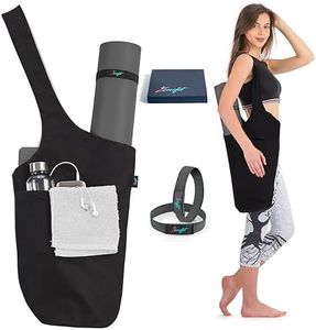 Zenifit Yoga Mat Bag, Long Tote with Pockets for your Yoga Accessories, Yoga Bag with Bonus Yoga Mat Strap Elastics, Holds your Pilates Mat, Color: Full Black Yoga Mat Carrier