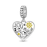 GNOCE "You are my sunshine Heart Pendant Charm Sterling Silver Dangle Charm Fit Bracelet/Necklace for Women Girls Wife Daughter