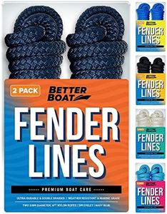 Boat Fender Lines for Boat Bumper Fender Boat Lines Hangers Bag Buoy Marine Rope for Boats or Dock Line Jet Ski Mooring or Small Boating Docking Double Braided Nylon 6 Feet 3/8 inch with Loop 2 Pack