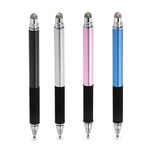 sourcing map 4pcs Stylus Pens for Touch Screens 2 in 1 Fine Point Disc & Fiber Tips Capacitive Stylus Universal Tablet Pen Sensitivity Precision