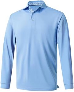 Polo Shirts for Mens Long Sleeve Moisture Wicking Outdoor Solid Golf Shirts with Collar Dry Fit