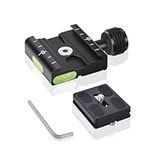 UTEBIT 50mm Quick Release Plate Clamp, Universal Camera Mount QR Clamp Built-in Spirit Level with 1/4 and 3/8 Screw Adapter Compatible for Arca-Swiss Standard for DSLR Monopod Tripod Ball Head