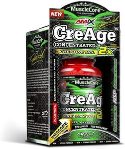 AMIX - Complemento Alimenticio - MuscleCore CreAge - 120 Cápsulas - Fórmula con Clorhidrato de Creatina - Aumenta la Fuerza y la Resistencia - Suplementos para Ganar Masa Muscular - Creatina Amix