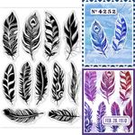 GLOBLELAND Feather Clear Stamps Feather Decorative Clear Stamps Silicone Stamps for Card Making and Photo Album Decor Decoration and DIY Scrapbooking