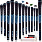 SAPLIZE Golf Grips Set of 13 with Complete Regripping Kit, Standard Size, Rubber Golf Club Grips, Blue