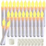 Raycare Set of 24 Flamelesss LED Taper Candles with Warm White Flickering Flame Light, Battery Operated Floating Candles, LED Taper Handheld Candlesticks for Church Party Halloween Decorations