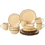 Lorren Home Trends 16 Piece Scalloped Edge Mellow Yellow Dinnerware