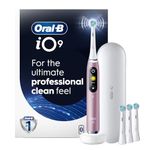 Oral-B iO Series 9 Electric Toothbrush with 4 Oral-B Replacement Brush Heads, Rose Quartz