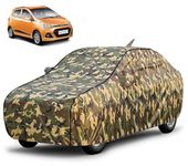FABTEC Waterproof Car Body Cover for Hyundai Grand I10 with Mirror and Antenna Pocket, Triple Stitched (Military, Jungle Print, Camouflage Design)