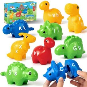 OleFun Dinosaur Alphabet Learning Toy for Toddler Age 1, 2, 3 Year Old, 26 PCS Double-Sided ABC Dinosaur Matching Game, Montessori Preschool Educational Toy for Boys & Girls 18+ Months