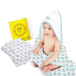 MY NEWBORN by 10 CLUB Hooded Blanket Wrapper with Muslin Swaddle-Set of 2 | Pure Muslin Swaddle | Baby Blankets Newborn 0-2 years | Baby Swaddle wrap for New Born | Baby Skower Gift (Whale)