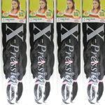 X-Pression 1B 4 PACK XPRESSION LAGOS BRAID Pre-Pulled Hair Extension , 42″ & 46″ Pack , (Colour 1B, Natural Black), 4.0 count