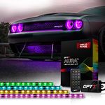 OPT7 Aura DRL Halo Light Kit for 08-23 Dodge Challenger w/Wireless Remote, Smart-Color LED, Multi Colors Mode, Demon Eye, Angel Eye, Headlight Accessories, Easy Installation