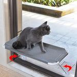 LSAIFATER All Around 360° Sunbath and Lower Support Safety Iron Cat Window Perch, Cat Hammock Window Seat for Any Cats (L, Grey)