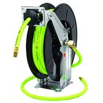Flexzilla Retractable Open Face Dual Arm Air Hose Reel, 1/2" X 50', Heavy Duty, Lightweight, Hybrid, ZillaGreen-L8741FZ