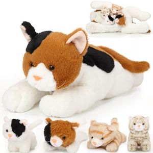 Skylety Set di 5 Peluche Gatti Include 1 Grande Gatto Farcito Morbido con 4 Simpatici Gattini Soffici nella Pancia Peluche Mamma Gatto con Cuccioli Regali per Compleanno (Arancione, Nero, Bianco)