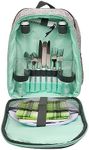 Viviendo Picnic Backpack for 2 Person with Insulated Leakproof Cooler Bag and Cutlery Set, Aqua