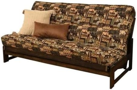 Kodiak Furniture 75" Traditional Full-Size Print Fabric Futon Mattress with Coil Hinged Innerspring Unit, Foam Construction, Tufted Cover, in Brown & Blue Finish, Frame Not Included
