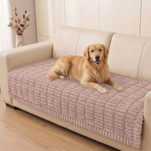 Smiry Couch Cover for Dogs Washable, Non Slip Fuzzy Pet Couch Covers for 3 Cushion Sofa Pet Friendly, Thick Soft Sofa Slipcovers Cushion Protector (Dusty Pink, 35.4" x 95")