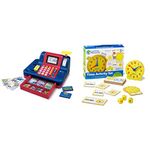 Teaching Cash Register with Canadian Currency (Packaging May Vary) + Learning Resources Time Activity Set (Analog Clock)