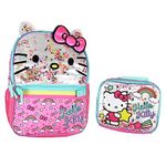 Hello Kitty Glitter 2 Piece School Travel Backpack Set For Girls With Detachable Insulated Lunch Box, Hello Kitty, One Size, Travel Backpacks