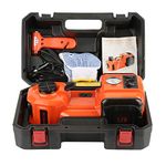 12V 5T Electric Hydraulic Trolley Jack - Electric Car Jack with Impact Wrench, Air Compressor, LED Lamp, Car Repair Tool Kit for Vehicle Repairing and Tire Replacing