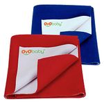 OYO BABY Waterproof Baby Bed Protector Dry Sheets for New Born Babies | Reusable Mats | Cot & Bassinet Gift Pack (Royal Blue + Red),Small (70cm x 50cm)