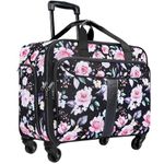 YOREPEK Rolling Laptop Bag for Women, 15.6 Inch Rolling Briefcase with 4 Spinner Wheels and Telescopic Handle, Water Resistant Rolling Laptop bag for Work/Travel/Business, Floral