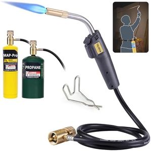TAUSOM MAPP Map Gas Torch Kit with Self-Ignition - Soldering Propane Torch with 4.9ft Hose, 25,000 BTU Flow Head, CGA600 Compatible for Brazing Pipe Welding HVAC Plumbing DIY