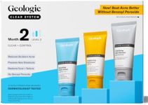 Geologie Clear System | 3-Step Acne Treatment & Skincare Set | Clears Skin Fast | Acne Gel Cleanser, SPF15 Day Cream & Retinol Face Cream For Men & Women | Month 1 / Level 1