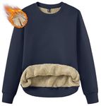 TACVASEN Women's Fleece Sweatshirts Cotton Crewneck Long Sleeve Shirts Casual Tunic Tops Navy Blue