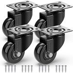 GBL 2" Heavy Duty Caster Wheels Without Brakes + Screws - up to 440Lbs - Set of 4 No Floor Marks Silent Castor for Furniture - Rubbered Dolly Swivel Wheels - Black Casters