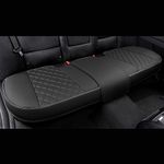 Black Panther PU Leather Rear Bench Car Seat Cover Protector Fits 90% of 4-dr Vehicles for Seat Bottom Only (Not for Pickup Truck and Large SUV), Diamond-Quilted - Black