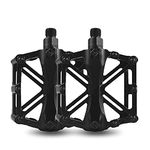 LIGHTER HOUSE� Imported Mountain Bike Pedal Aluminum Alloy Bearing Bicycle Pedals, Non-Slip Universal Lightweight 9/16 Inch Bicycle Platform Flat Pedals for Road Mountain BMX MTB Bike (01 Pair) Black