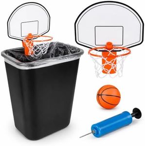 ArtCreativity Mini Basketball Hoop Trash Can Set, Includes Clip-On Hoop with Backboard, Inflatable Ball and Pump, Fun Basketball Stocking Stuffers for Kids, Office Toys for Adults, Classroom Games