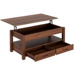 Rolanstar Coffee Table, Lift Top Coffee Table with Drawers and Hidden Compartment, Retro Central Table with Wooden Lift Tabletop, for Living Room (Espresso, 47.2)