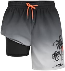 Short Swim Trunks Men Hawaii Swimwear Beach Shorts, Mens Board Shorts Swimming Trunks with Pockets and Lliner, Trajes De Baño para Hombres Quick Dry Swimtrunks Gradient Black L
