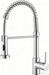 Cobbe Kitchen Sink Mixer Tap, Spring Faucet with Pull Down Sprayer, 2 Spray Modes High Arc Single Handle Lever Kitchen Tap (Chrome)