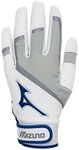 Mizuno Women's Batting Gloves, White/Royal, Small