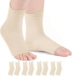 HUEGLO 4 Pairs Plantar Fasciitis Socks Neuropathy Neuro Socks Compression Socks for Women Men Ankle Support Brace for Weak Sprained Ankle Anti-Slip Foot Support Brace (Skin, M)