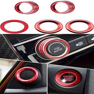 JUNHOM Accessories Interior for Honda Civic Door Audio Speaker Rings Voice Volume Control Tune Knob Engine Start Stop Ignition Push Key Button Cover Decals for Honda Civic 2017 2018 2019