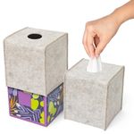 Tissue Box Cover - Decorative Tissue Box Holder - Modern Felt Tissue Box Cover Square - 2 Pack Set - Oatmeal