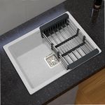 Plantex Quartz Sink for Kitchen/UV Protected Mosaic Grey Kitchen Sink/Granite Single Bowl Sink/Undermount/Topmount (Mosaic Grey-24x18 Inches)