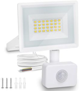 Aigostar 20W Foco LED con Sensor Movimiento PIR,1650 Lumen Super Brillo Focos LED Exterior/Interior,IP65 Impermeable,Blanco Natural 4000K Luz de Seguridad para Jardín, Patio,Garaje,etc.