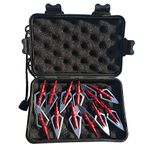 SHARROW 12pcs Archery Broadheads Arrowhead 100Grain Hunting Arrow Tip Points with Broadheads Box for Carbon Arrows Crossbow Bolts (Red)